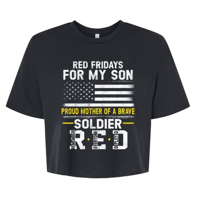 Red Friday Proud Mother Of Military Soldier Son Bella+Canvas Jersey Crop Tee