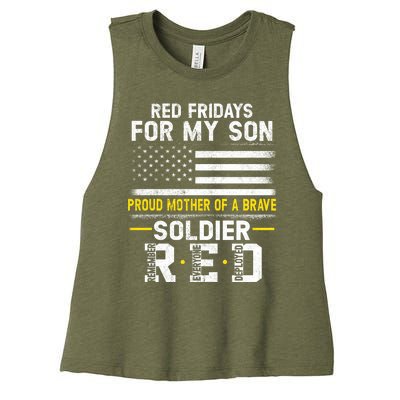 Red Friday Proud Mother Of Military Soldier Son Women's Racerback Cropped Tank