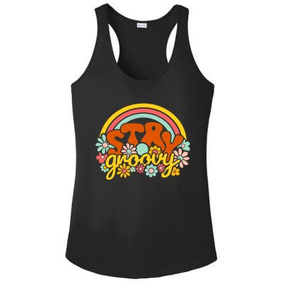 Retro Flowers Peace Stay Groovy Positive Mind Happy Life Ladies PosiCharge Competitor Racerback Tank