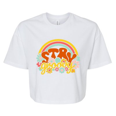 Retro Flowers Peace Stay Groovy Positive Mind Happy Life Bella+Canvas Jersey Crop Tee