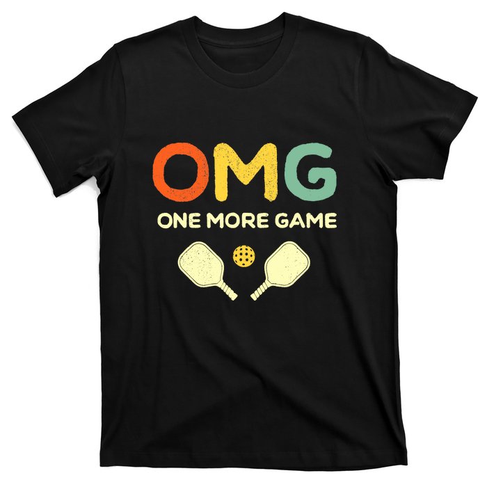 Retro Funny Pickleball Lover One More Game Omg Pickle Ball Gift T-Shirt