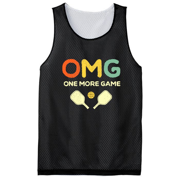 Retro Funny Pickleball Lover One More Game Omg Pickle Ball Gift Mesh Reversible Basketball Jersey Tank