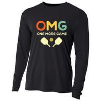 Retro Funny Pickleball Lover One More Game Omg Pickle Ball Gift Cooling Performance Long Sleeve Crew