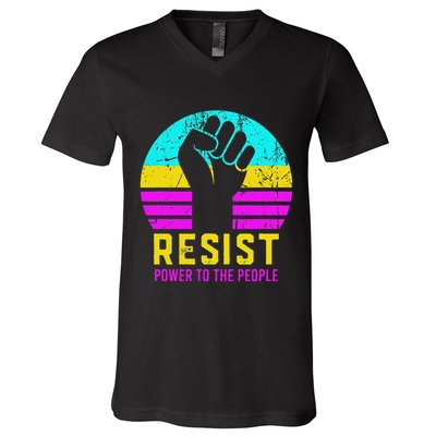 Resist Fascism Power To The People V-Neck T-Shirt