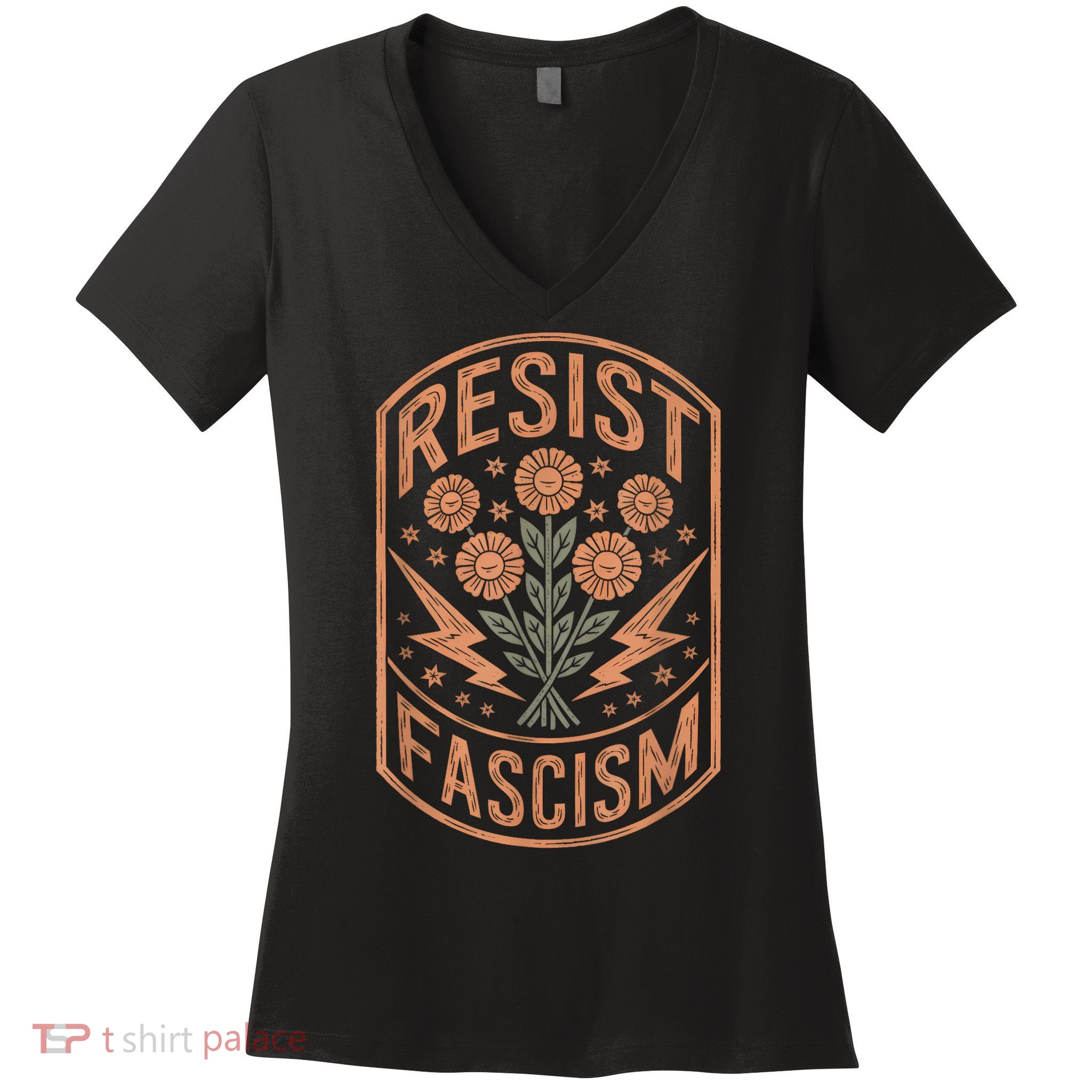 Resist Fascism Protest Trump Anti Trump Women's V-Neck T-Shirt