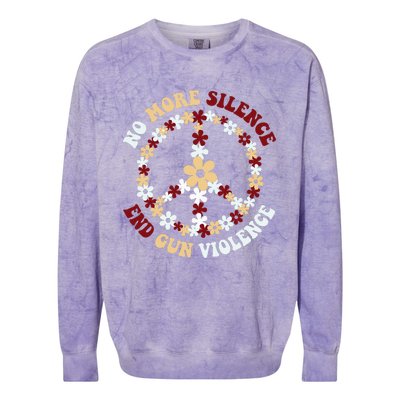 Retro Floral Peace Sign NoMore Silence End Gun Violence Colorblast Crewneck Sweatshirt