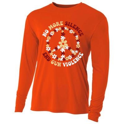 Retro Floral Peace Sign NoMore Silence End Gun Violence Cooling Performance Long Sleeve Crew