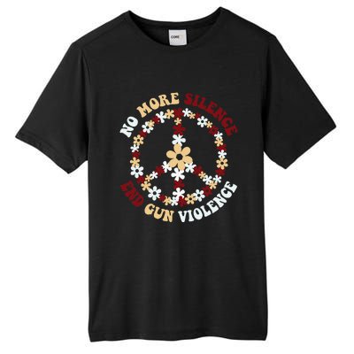 Retro Floral Peace Sign NoMore Silence End Gun Violence Tall Fusion ChromaSoft Performance T-Shirt