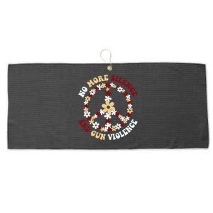 Retro Floral Peace Sign NoMore Silence End Gun Violence Large Microfiber Waffle Golf Towel