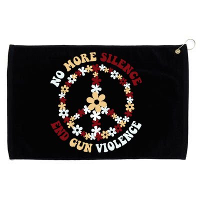 Retro Floral Peace Sign NoMore Silence End Gun Violence Grommeted Golf Towel