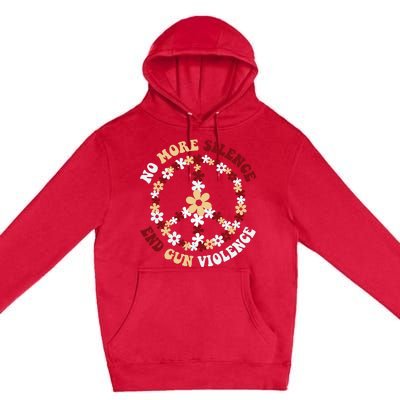 Retro Floral Peace Sign NoMore Silence End Gun Violence Premium Pullover Hoodie