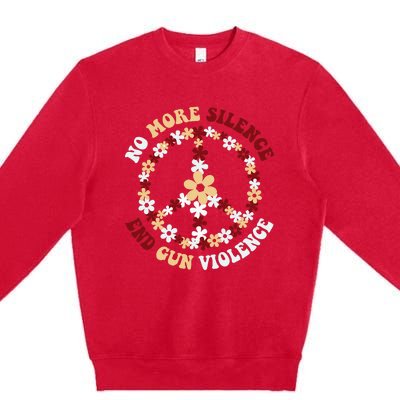 Retro Floral Peace Sign NoMore Silence End Gun Violence Premium Crewneck Sweatshirt