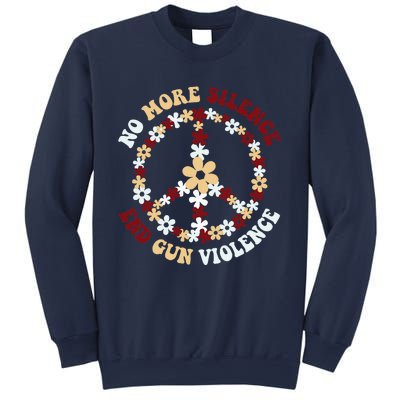 Retro Floral Peace Sign NoMore Silence End Gun Violence Sweatshirt