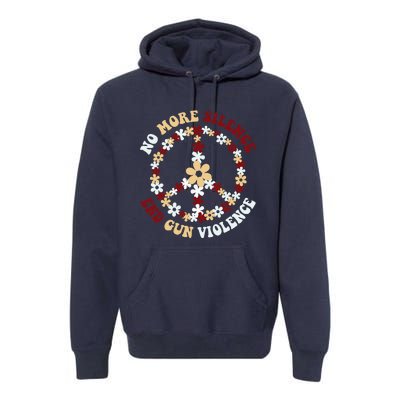 Retro Floral Peace Sign NoMore Silence End Gun Violence Premium Hoodie