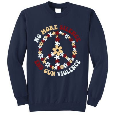 Retro Floral Peace Sign NoMore Silence End Gun Violence Tall Sweatshirt