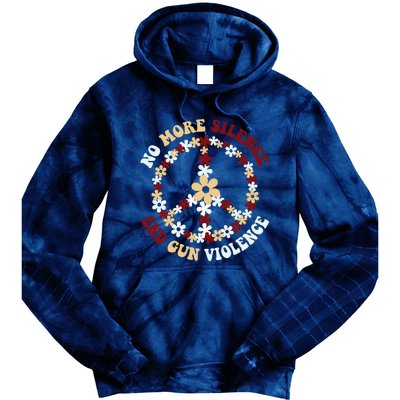 Retro Floral Peace Sign NoMore Silence End Gun Violence Tie Dye Hoodie