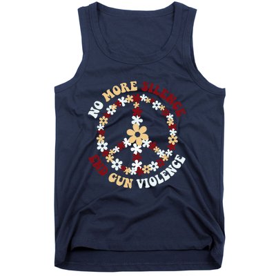 Retro Floral Peace Sign NoMore Silence End Gun Violence Tank Top