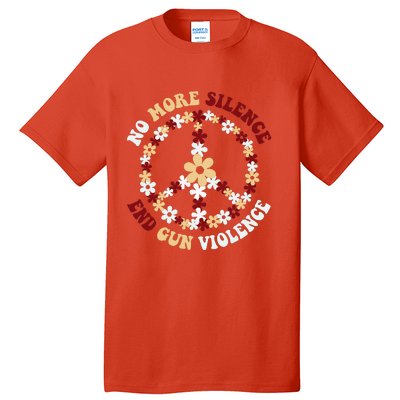 Retro Floral Peace Sign NoMore Silence End Gun Violence Tall T-Shirt