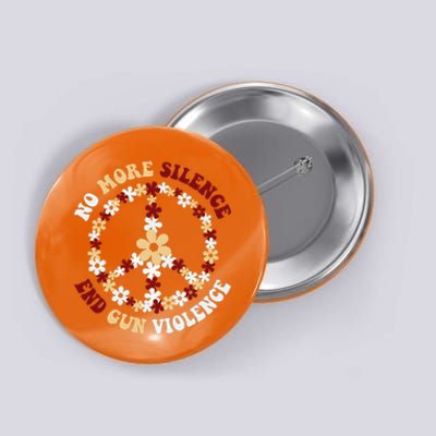 Retro Floral Peace Sign NoMore Silence End Gun Violence Button