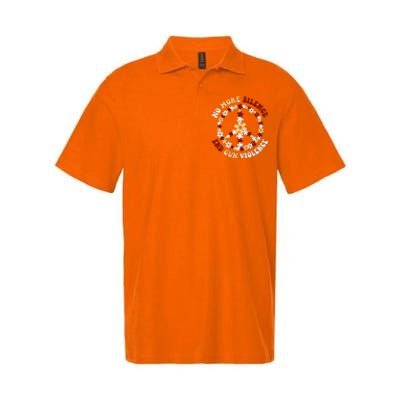 Retro Floral Peace Sign NoMore Silence End Gun Violence Softstyle Adult Sport Polo