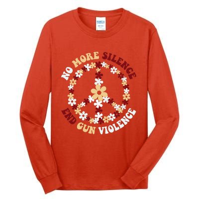 Retro Floral Peace Sign NoMore Silence End Gun Violence Tall Long Sleeve T-Shirt