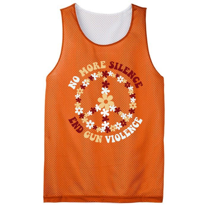 Retro Floral Peace Sign NoMore Silence End Gun Violence Mesh Reversible Basketball Jersey Tank