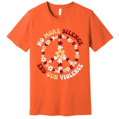 Retro Floral Peace Sign NoMore Silence End Gun Violence Premium T-Shirt