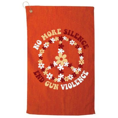 Retro Floral Peace Sign NoMore Silence End Gun Violence Platinum Collection Golf Towel