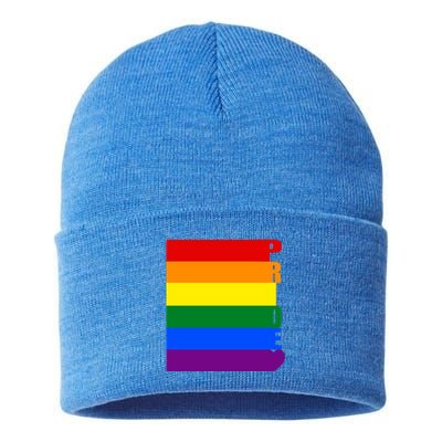 Rainbow Flag Pride Gift Sustainable Knit Beanie