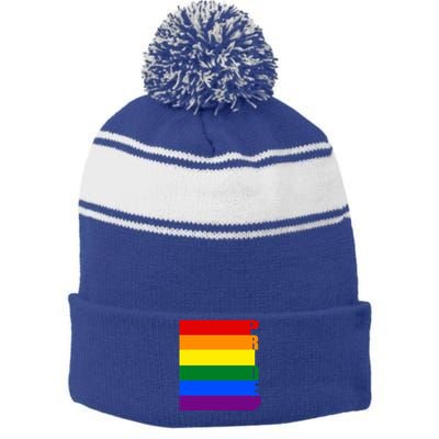 Rainbow Flag Pride Gift Stripe Pom Pom Beanie