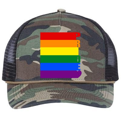 Rainbow Flag Pride Gift Retro Rope Trucker Hat Cap