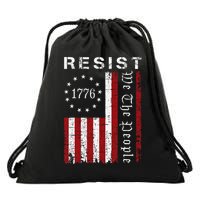 Resist Flag Protest Drawstring Bag