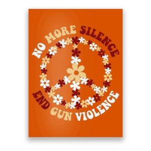 Retro Floral Peace Sign NoMore Silence End Gun Violence Poster