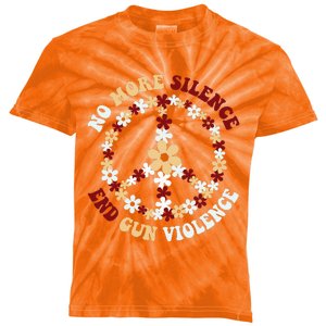 Retro Floral Peace Sign NoMore Silence End Gun Violence Kids Tie-Dye T-Shirt