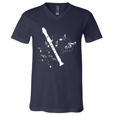 Recorder Flute Player Teacher V-Neck T-Shirt