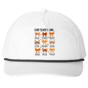 Retro Fall Pumpkin Bow God Says You Are Snapback Five-Panel Rope Hat