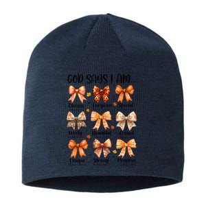 Retro Fall Pumpkin Bow God Says You Are Sustainable Beanie