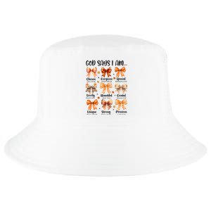 Retro Fall Pumpkin Bow God Says You Are Cool Comfort Performance Bucket Hat