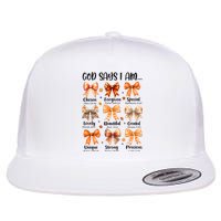 Retro Fall Pumpkin Bow God Says You Are Flat Bill Trucker Hat