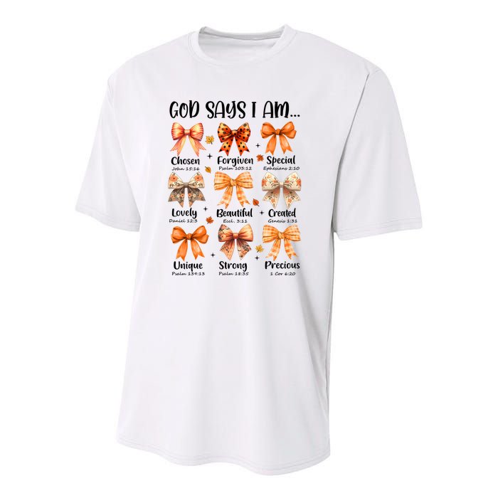 Retro Fall Pumpkin Bow God Says You Are Youth Performance Sprint T-Shirt