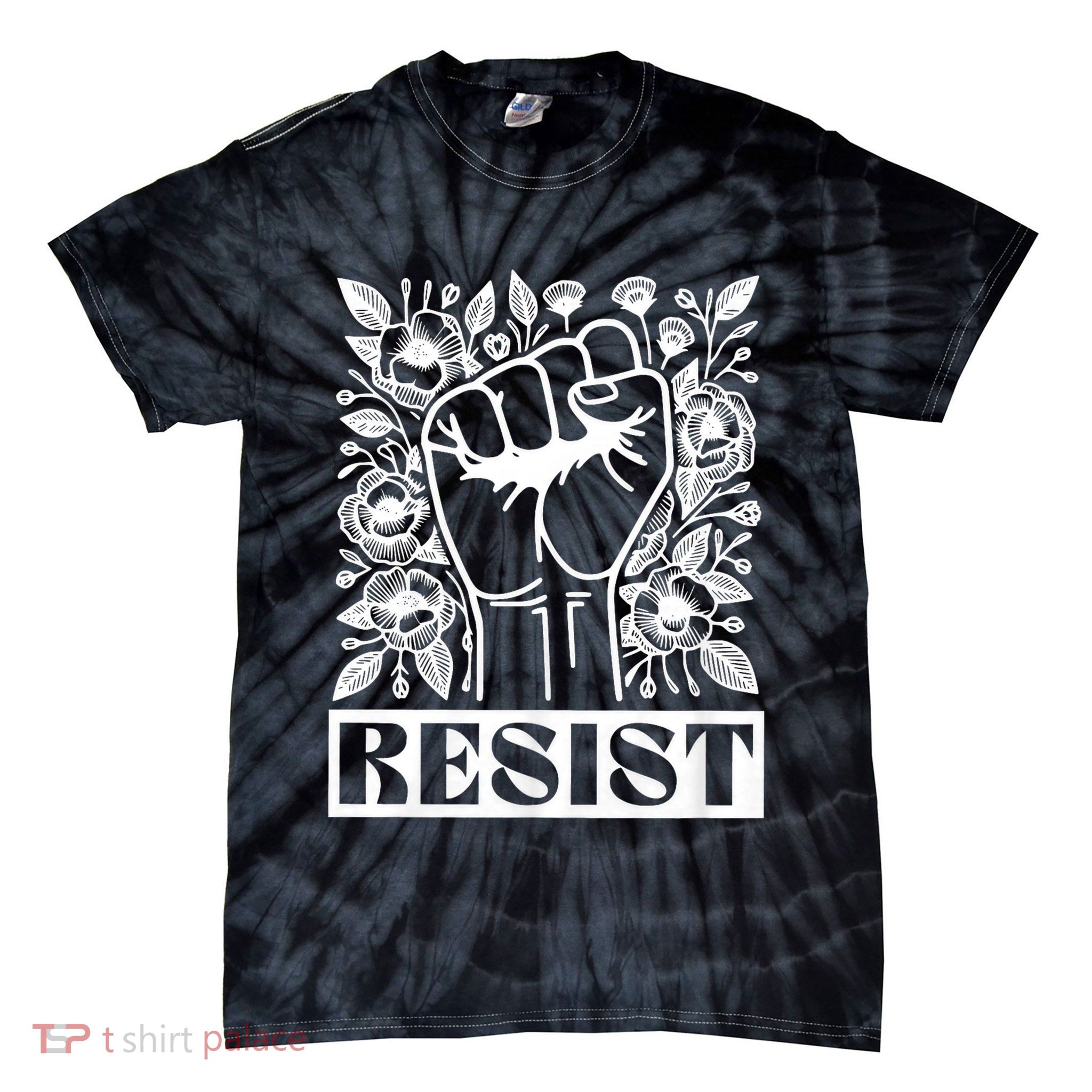 Resist Floral Political Protest Strong Women Tie-Dye T-Shirt