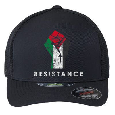 Raised Fist Palestine Flag Save Gaza Flexfit Unipanel Trucker Cap