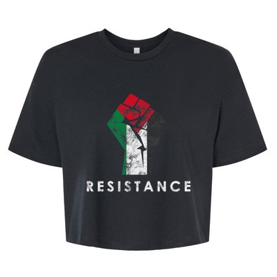 Raised Fist Palestine Flag Save Gaza Bella+Canvas Jersey Crop Tee