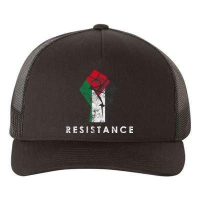 Raised Fist Palestine Flag Save Gaza Yupoong Adult 5-Panel Trucker Hat