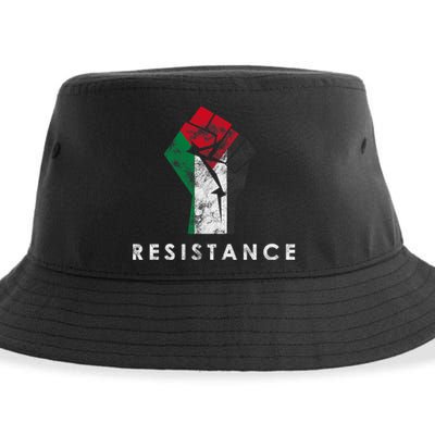 Raised Fist Palestine Flag Save Gaza Sustainable Bucket Hat