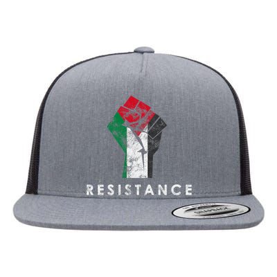 Raised Fist Palestine Flag Save Gaza Flat Bill Trucker Hat