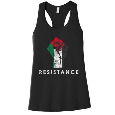 Raised Fist Palestine Flag Save Gaza Women's Racerback Tank