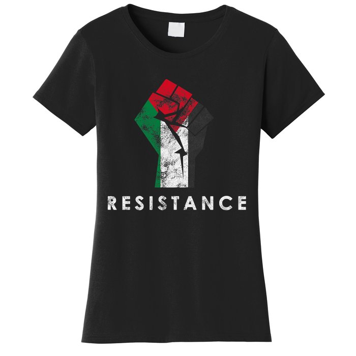 Raised Fist Palestine Flag Save Gaza Women's T-Shirt