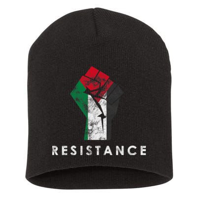 Raised Fist Palestine Flag Save Gaza Short Acrylic Beanie