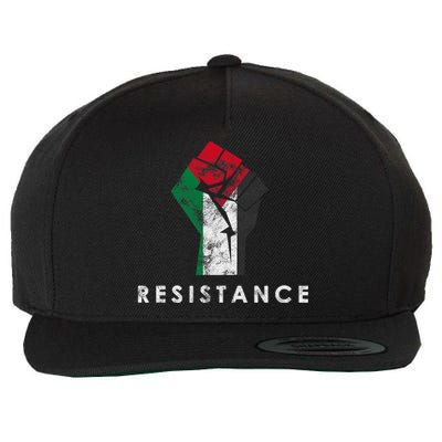 Raised Fist Palestine Flag Save Gaza Wool Snapback Cap